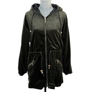 Vintage Oversized Reversible Green Velveteen Long Cinch Waist Coat - Women's M